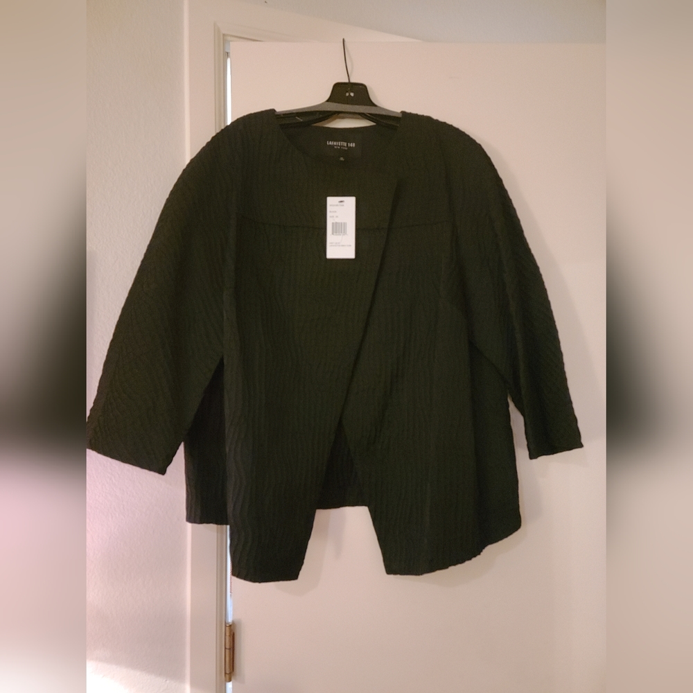 NWT Women's Lafayette 148 New York Asymmetrical Black Jacket, 2X